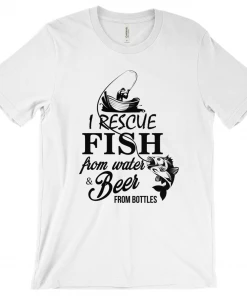 Thefishingshop I Rescue Fish From Water And Beer From Bottles Men's T-Shirt Casual Wear