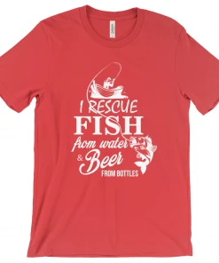 Thefishingshop I Rescue Fish From Water And Beer From Bottles Men's T-Shirt Casual Wear