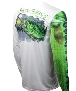 Salty Scales Largemouth Bass Long Sleeve Scale Sun-Shield Performance Gear