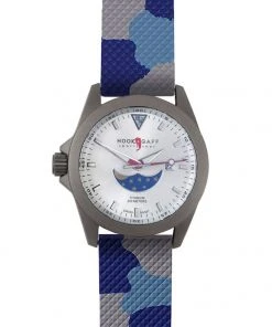 Hook & Gaff Sportfisher II Silver Moonphase - Ocean Camouflage Strap Watches