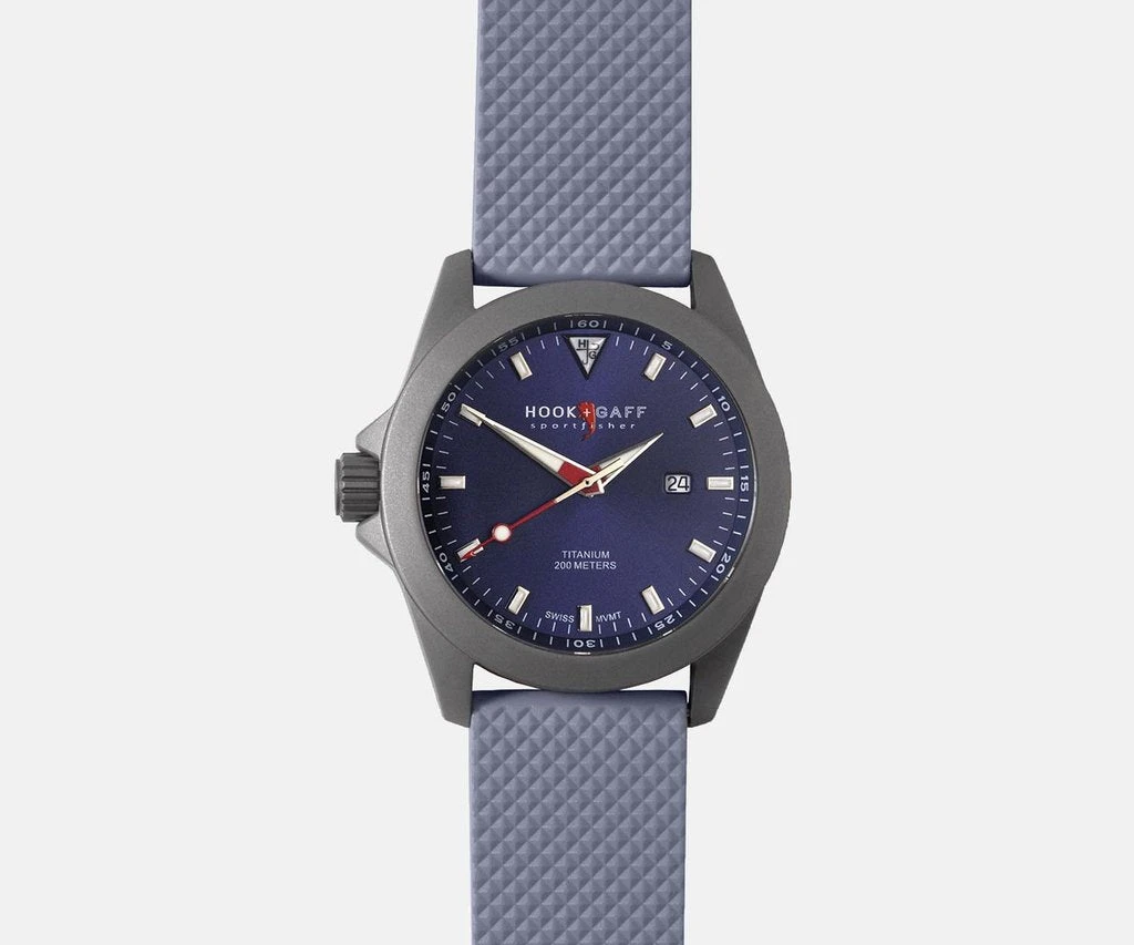 Hook & Gaff Sportfisher II Classic Blue Dial - Gray Dive Strap 1 Hook & Gaff Sportfisher II Classic Blue Dial - Gray Dive Strap