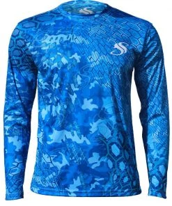 Salty Scales Performance Gear Mens Camo Fishing Sun Shirt