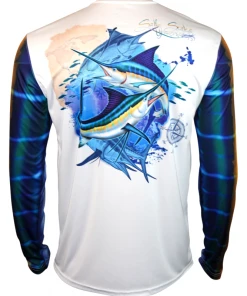 Salty Scales Marlin Long Sleeve Fishing Performance Shirt Youth